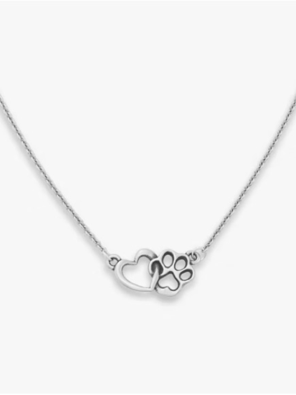 James Avery Sterling Silver Paw Print Heart Dog Necklace NWOT